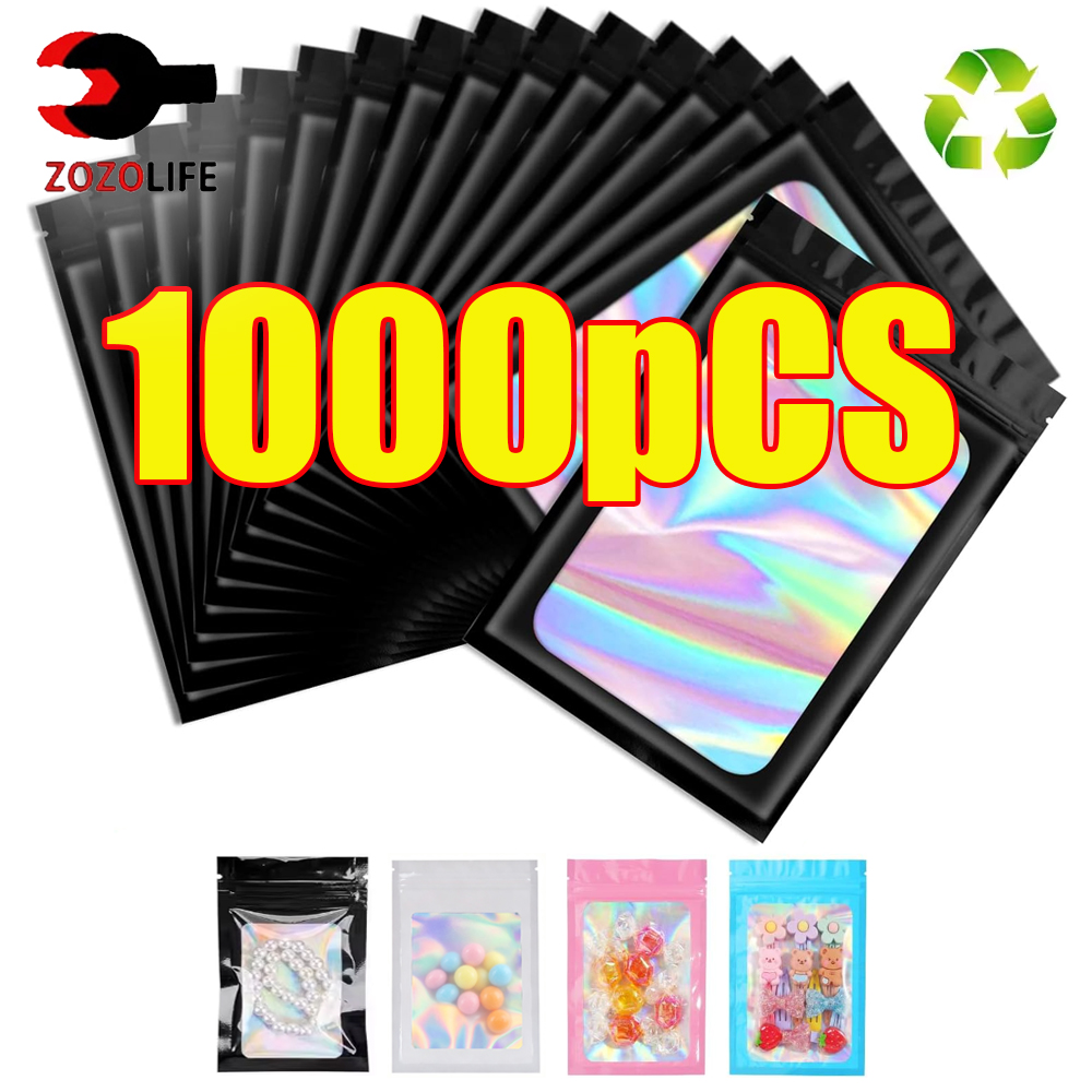 10-1000Pcs Holographic Ziplock - Women Bags Under 500 recension och pris