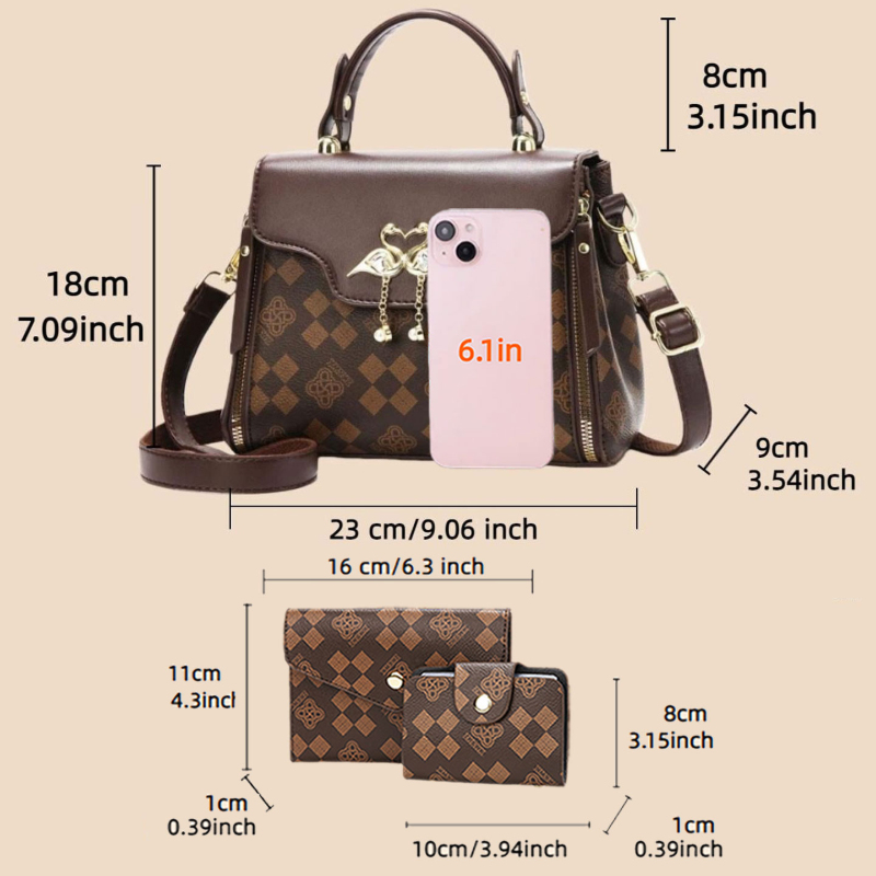 3-piece women's bag set, light - Women Bags Luxury recension och pris