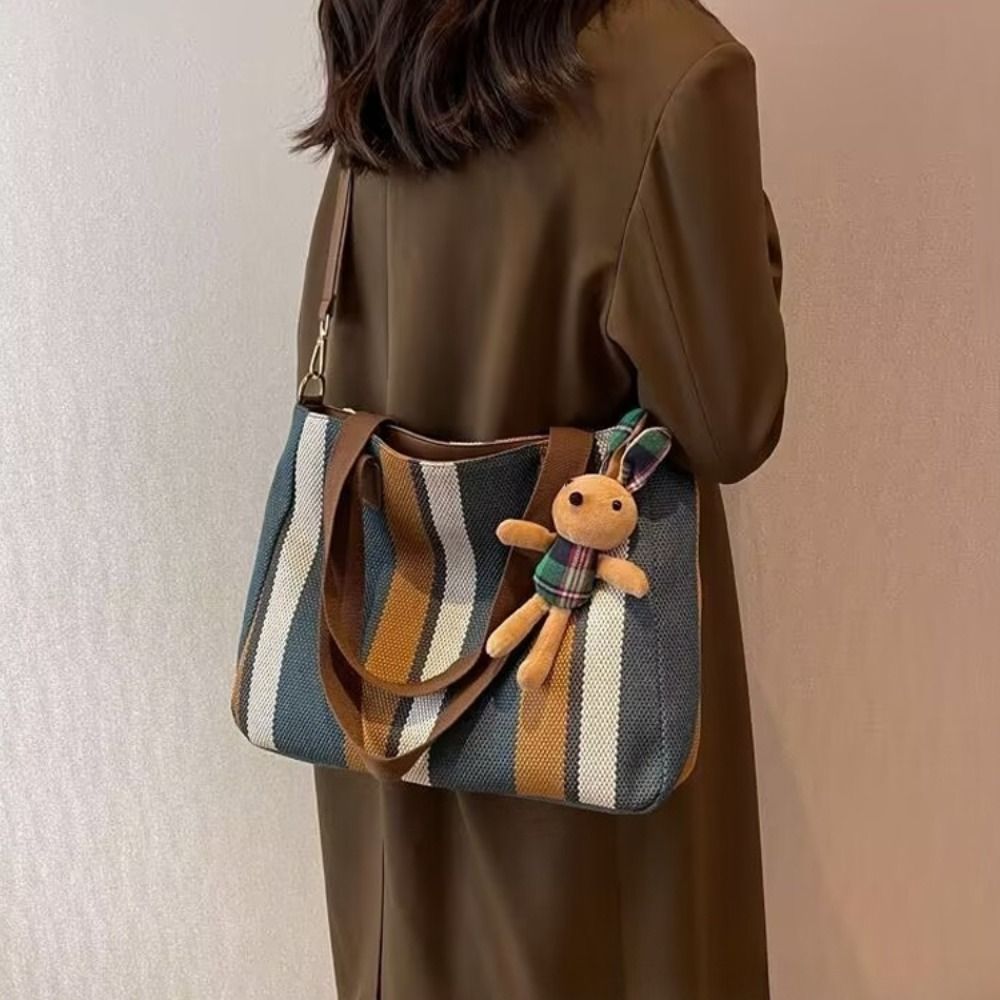 New Cloth Striped Tote Bag Adj - Women Bags For Office recension och pris