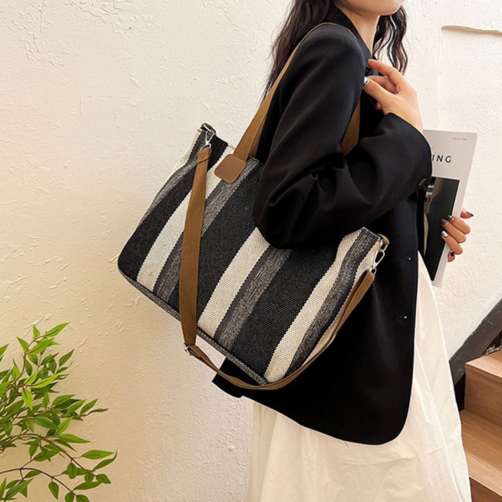 New Cloth Striped Tote Bag Adj - Women Bags For Office recension och pris